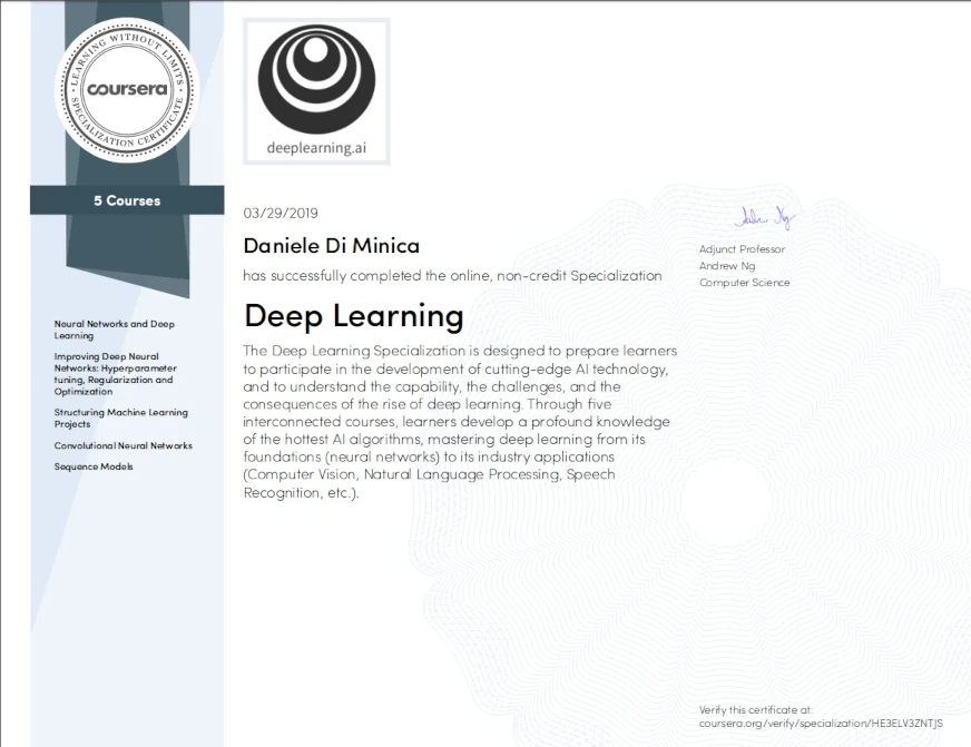 Coursera certificate